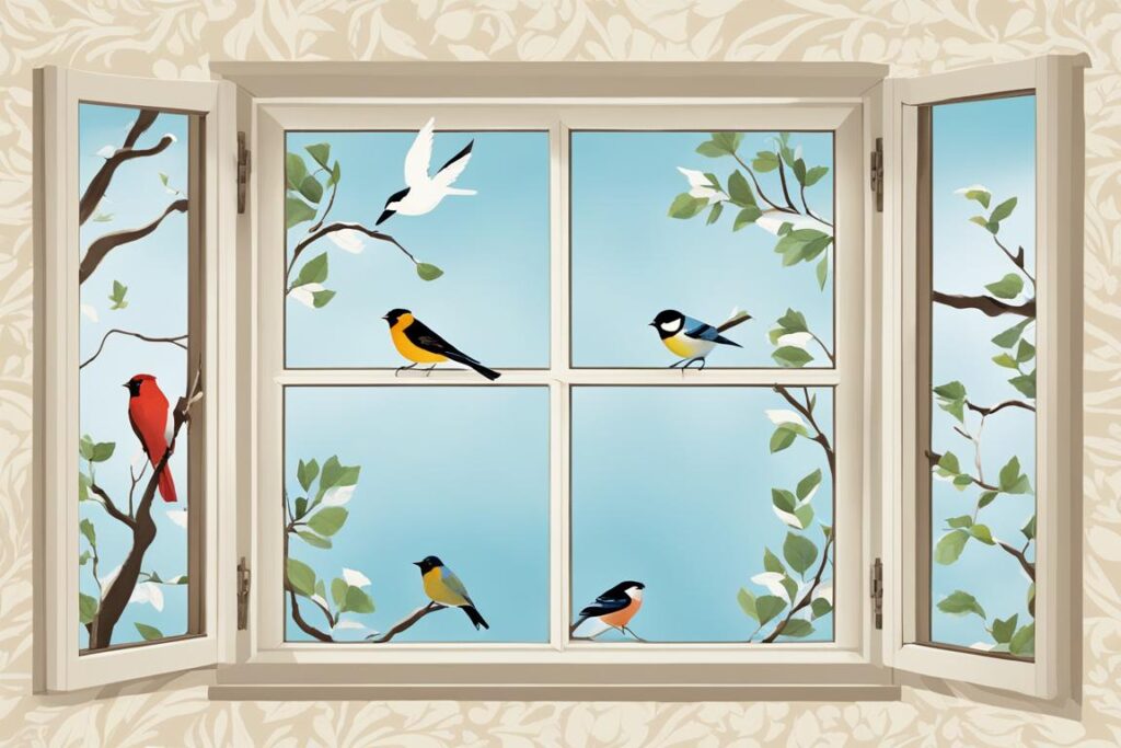 mensajes de la naturaleza a través de aves en ventanas